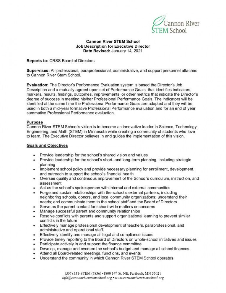free executive director job description  crss board of board member job description template