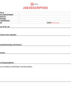 free free job description form template  blank format download blank job description template and sample