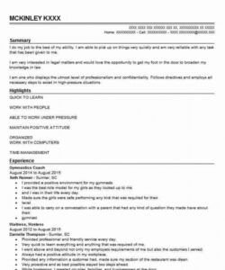 free gymnastics coach resume sample  coach resumes  livecareer coaching job description template pdf
