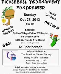 free relay for life pickleball tournament fundraiser oct 27 relay for life fundraiser flyer template