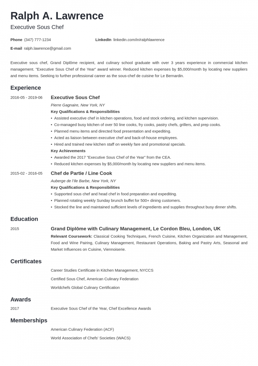 free sous chef resume sample guide &amp; 20 examples sous chef job description template