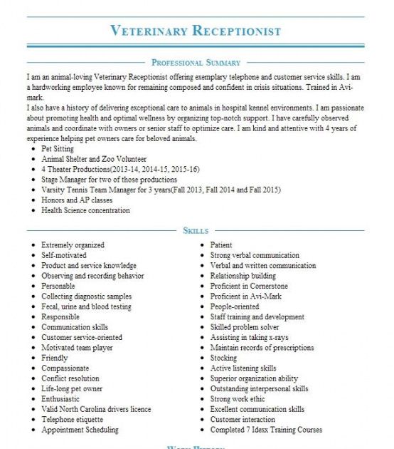 free veterinary receptionist resume example dr jonas veterinary receptionist job description template doc
