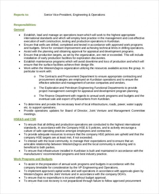 general and operations manager job description samples generic job description template