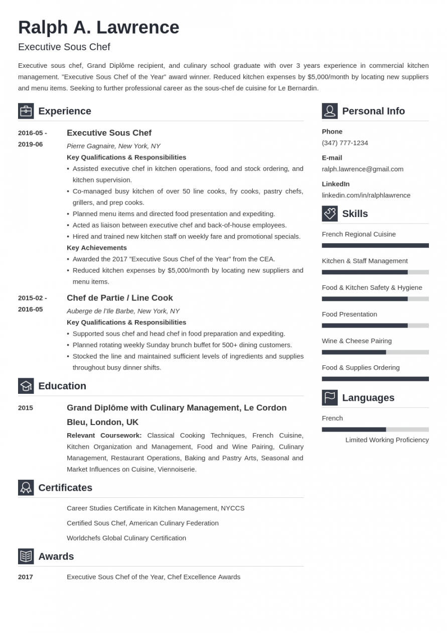 sous chef resume sample guide &amp;amp; 20 examples sous chef job description template