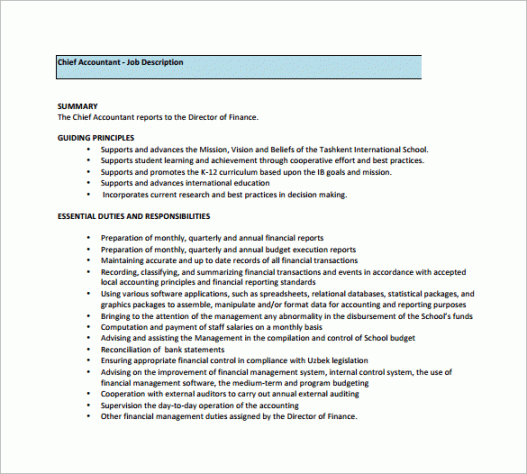 12 accountant job description templates  free sample staff job description template