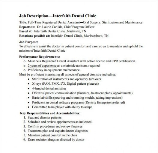 9 dental assistant job description templates  free physician assistant job description template pdf