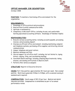 executive office manager job description  resume template executive director job description template pdf
