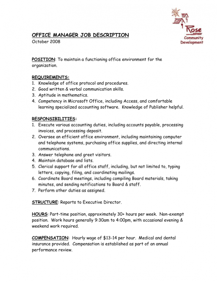 executive office manager job description  resume template executive director job description template pdf