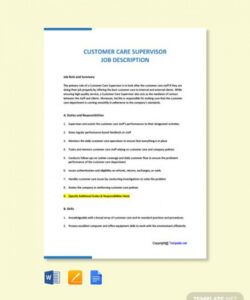 free free customer care supervisor job description template customer service job description template pdf
