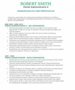 free parish administrator resume samples  qwikresume senior pastor job description template