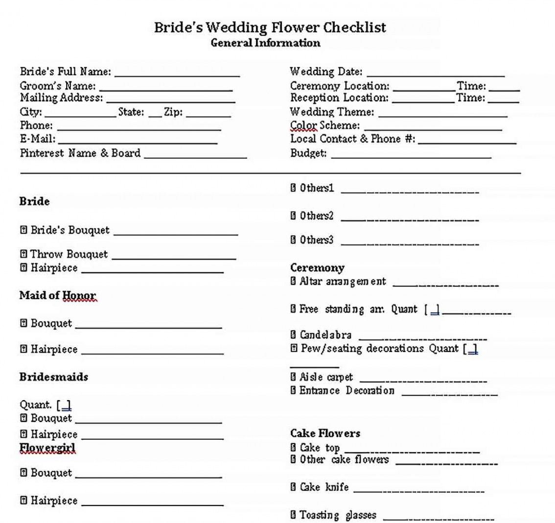 free simple wedding checklist template  bcjournal wedding flower checklist template samples