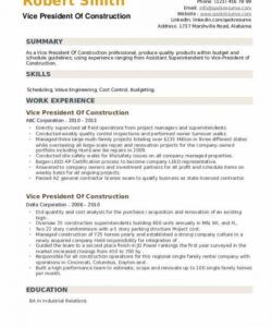 free vice president of construction resume samples  qwikresume vice president of operations job description template doc
