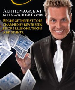 introducing magic matt hollywood at dreamworld  gold magic show flyer template