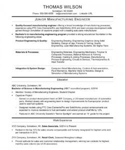 sample resume for an entrylevel manufacturing engineer manufacturing job description template and sample
