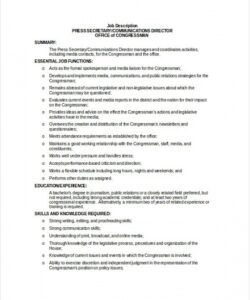 secretary job description example  10 free word pdf ideal job description template