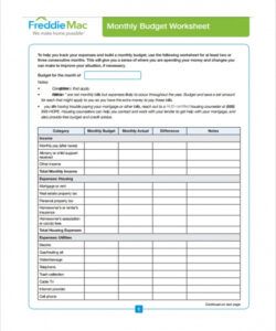29 freddie mac monthly budget worksheet  notutahituq template budget for homeowners association sample