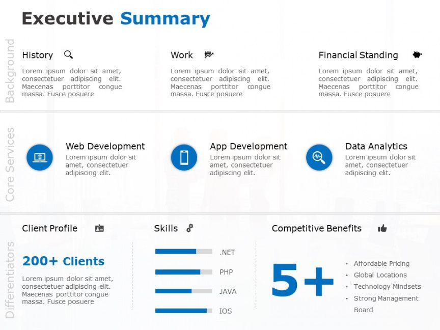company introduction executive summary  executive summary personal budget powerpoint presentation template pdf