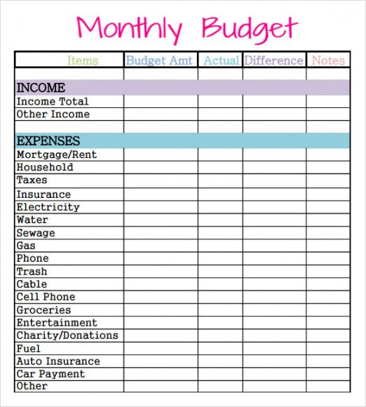 editable free printable monthly budget worksheet template blank spreadsheet household budget template