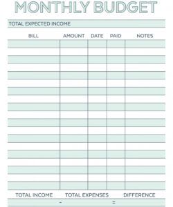 editable online monthly budget spreadsheet throughout printable online monthly college budget planner template excel