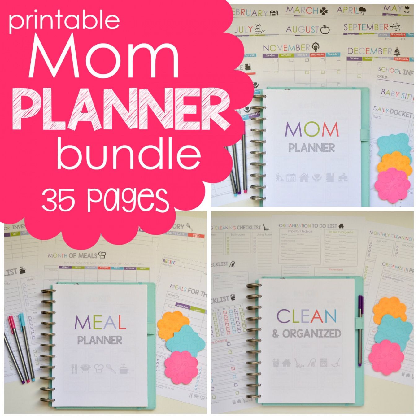 editable printable mom planner bundle busy mom planner meal plan  etsy free budget template for single mom