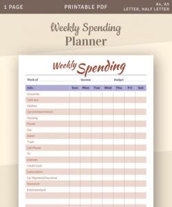 editable weekly spending template personal budget planner weekly  etsy personal budget template numbers mac doc