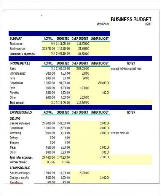 free 11 business budget templates in excel word pdf  free monthly budget template for small business word