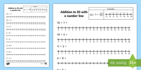 free addition to 20 with a number line worksheet  math  twinkl single mom budget for two kids numbers template example