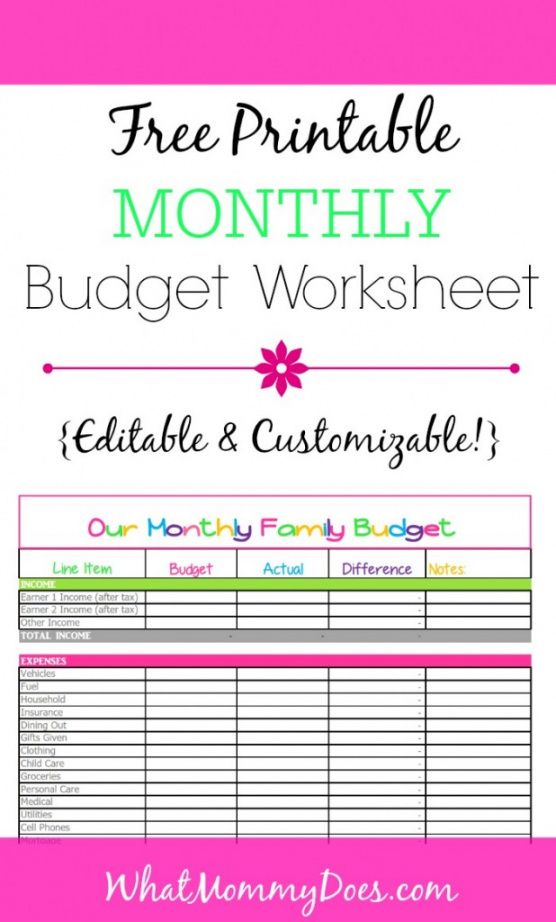 monthly budget free template personalsize planner