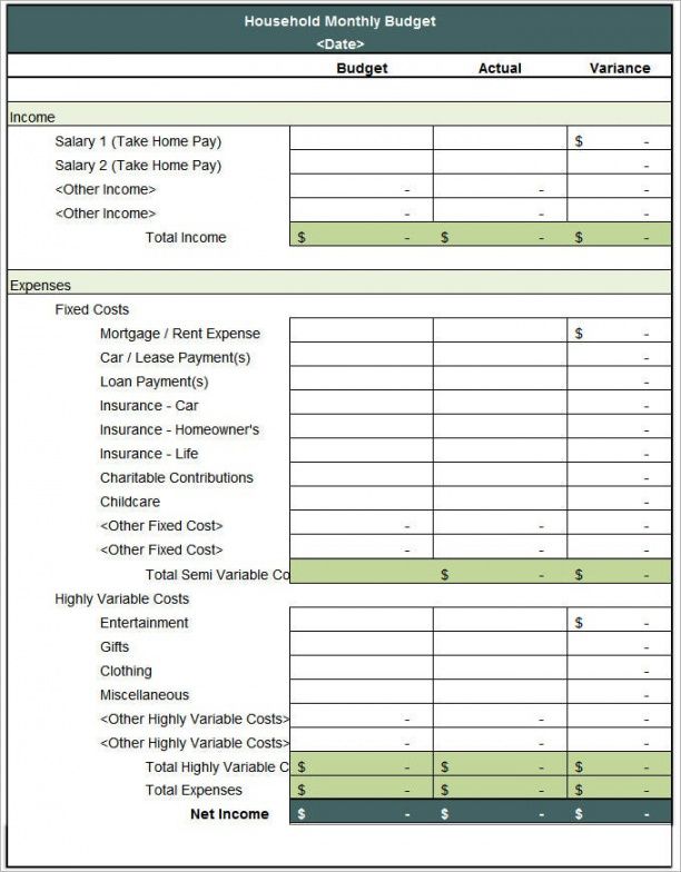 free household budget template  8 free word excel pdf basic budget template for teenager example