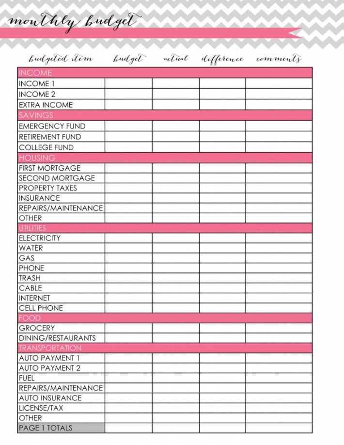 free monthly budget template  frugal fanatic  free detailed household budget template example