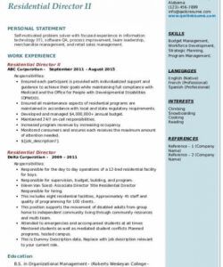 free residential director resume samples  qwikresume opwdd self direction budget template sample