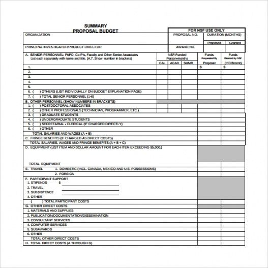 grant proposal budget template excel  pdf template template for project budget for grant application sample
