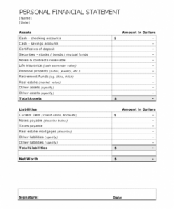 personal financial statement template word  personal personal financial statement template budget example