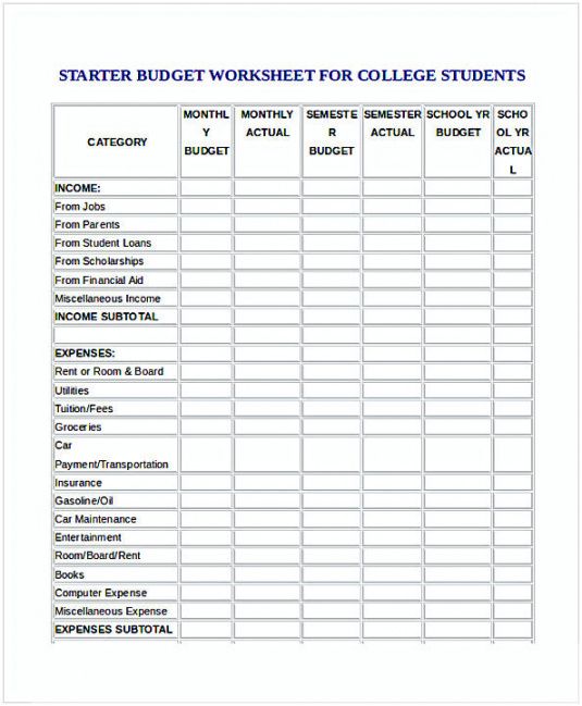 printable budget spreadsheet printable basic budget template for teenager word