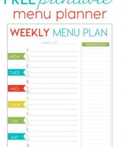 printable free weekly menu planner printable single mom budget for two kids numbers template pdf