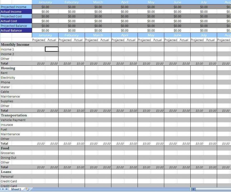 printable monthly budget spreadsheet for excel  spreadsheets annual household budget template doc
