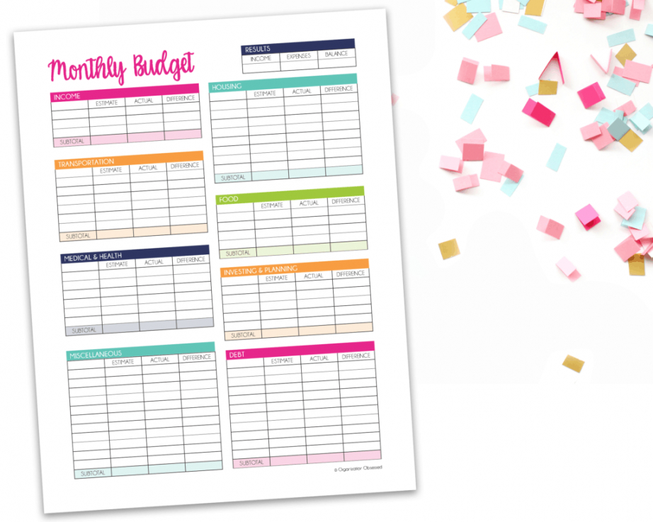 printable monthly budget template free printable  organization obsessed monthly budget planner template pinterest doc