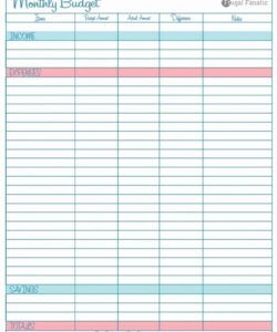 Monthly Budget Tracker Spreadsheet Template