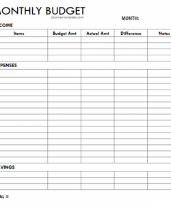 printable personal monthly budget template  simple budget planner blank personal monthly budget template doc