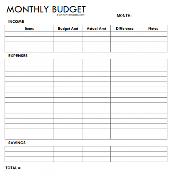 printable personal monthly budget template  simple budget planner blank personal monthly budget template doc