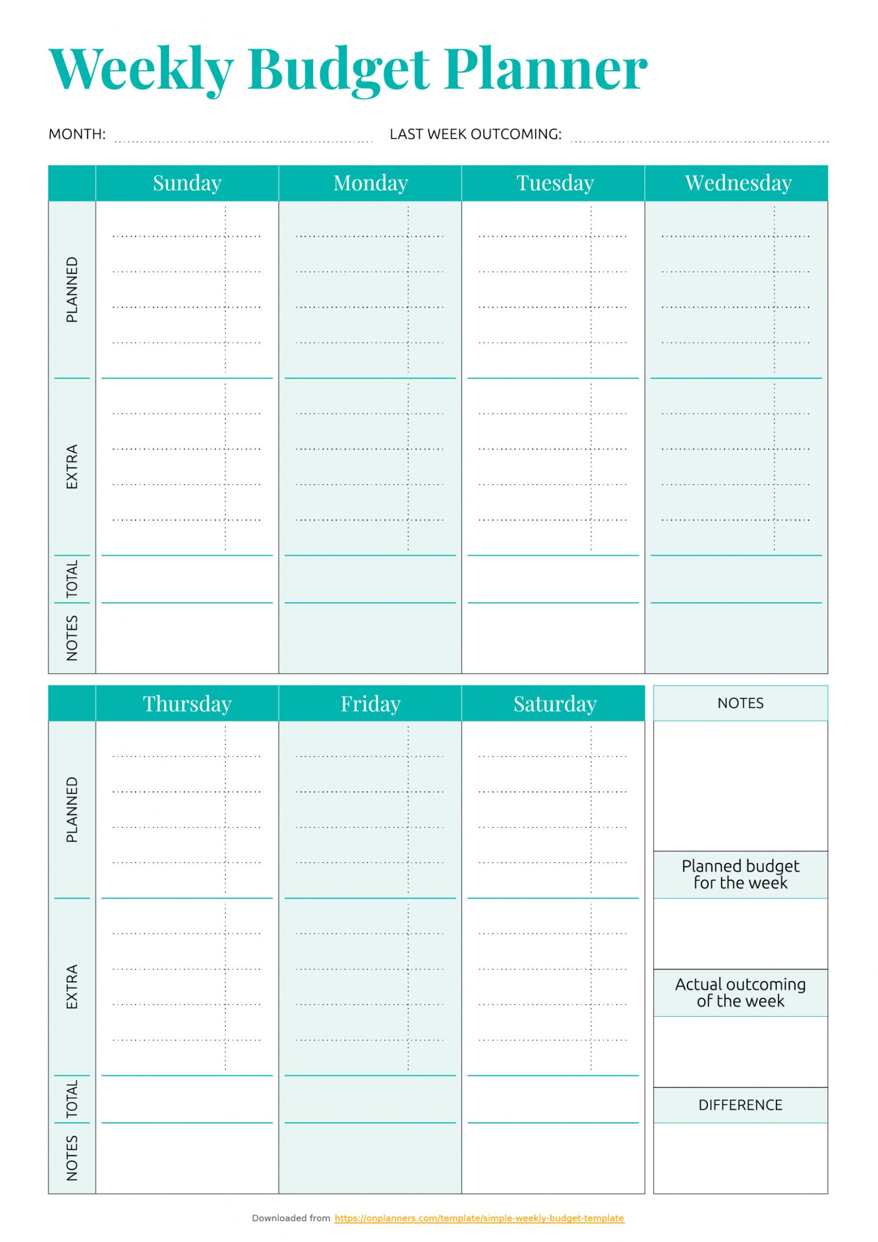 printable printable weekly budget  template business psd excel monthly budget planner template pinterest excel