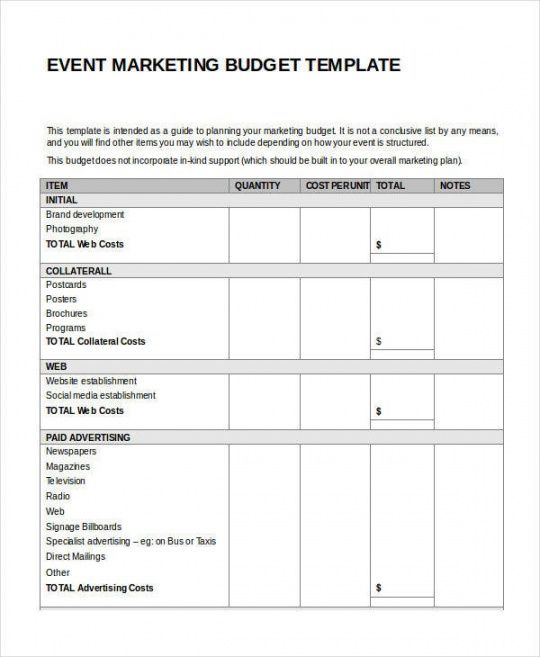 printable sample marketing budget for a small business  the marketing budget template for small business