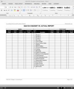 sample budget vs actual report template in business operating business monthly operating budget template doc