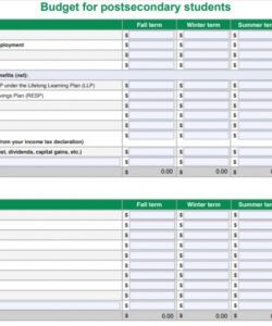 sample budget worksheet for college students  excel tmp college student monthly budget template example