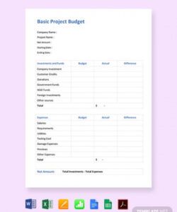sample free basic project budget template  word doc  excel numbers apple on iphone personal budget template word