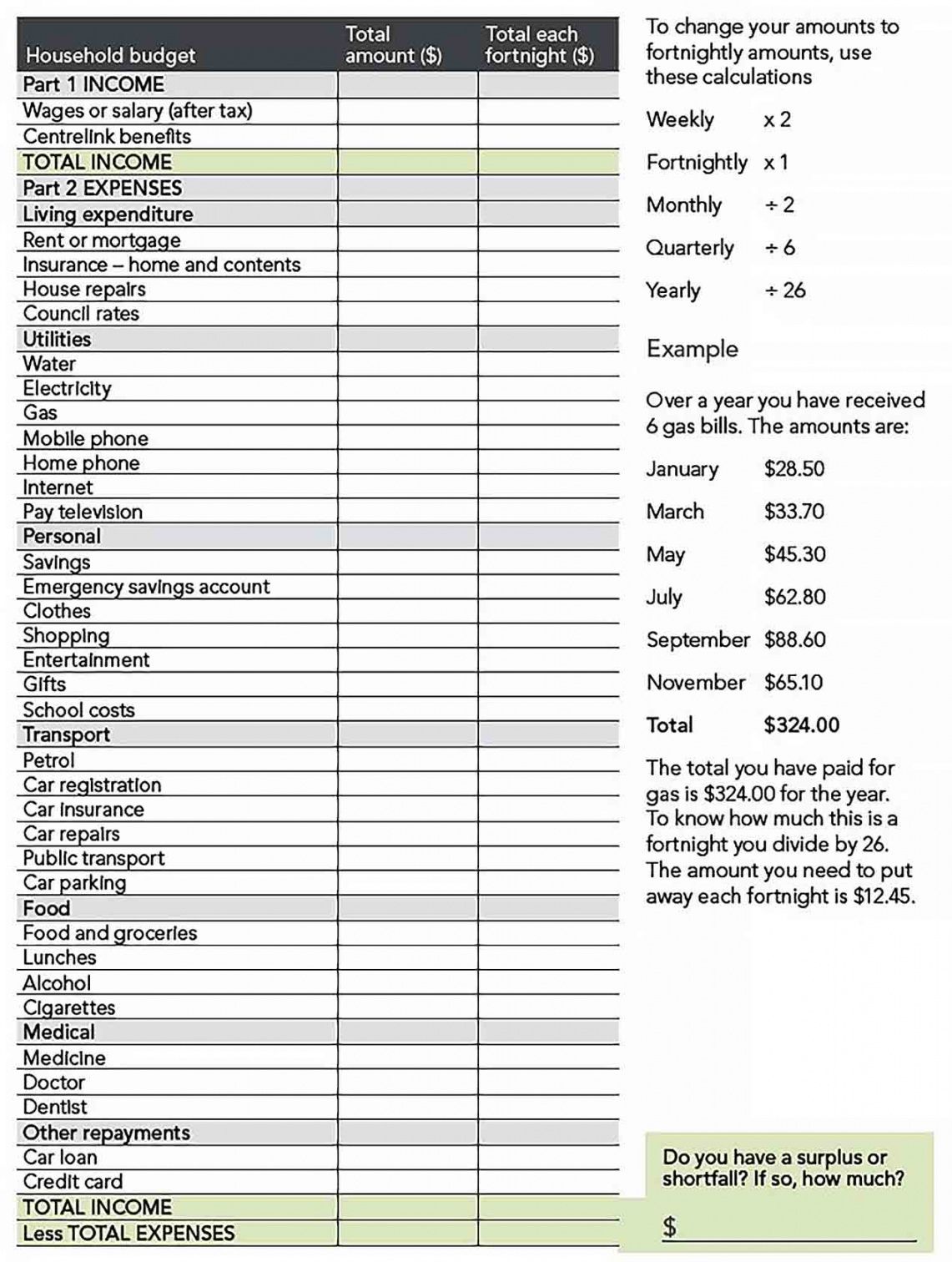 sample free budget template  culturopedia single person monthly budget template