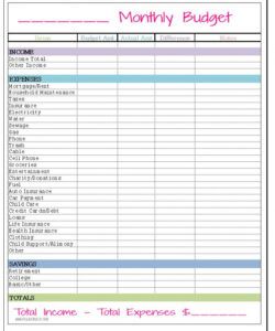 sample free monthly budget template monthly budget free template personalsize planner word