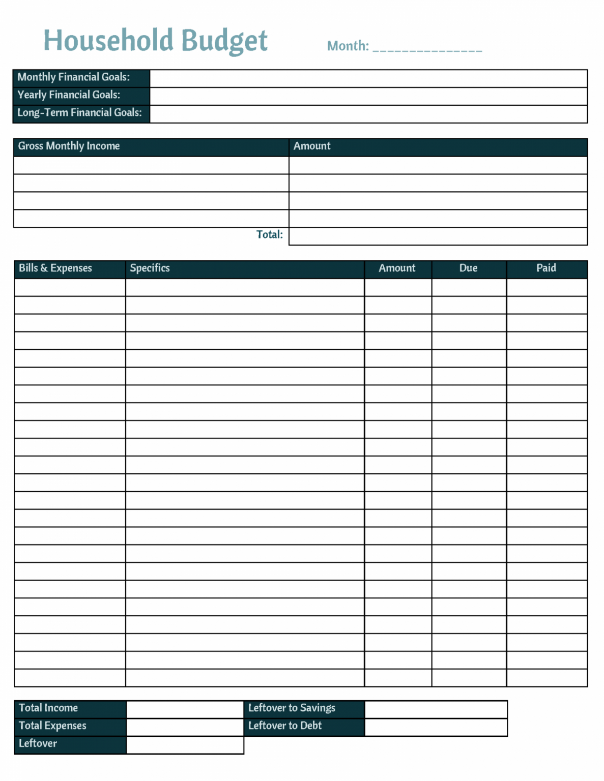 Sample Free Printable Household Budget Tracker And Template Blank ...