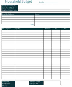 sample free printable household budget tracker and template blank spreadsheet household budget template