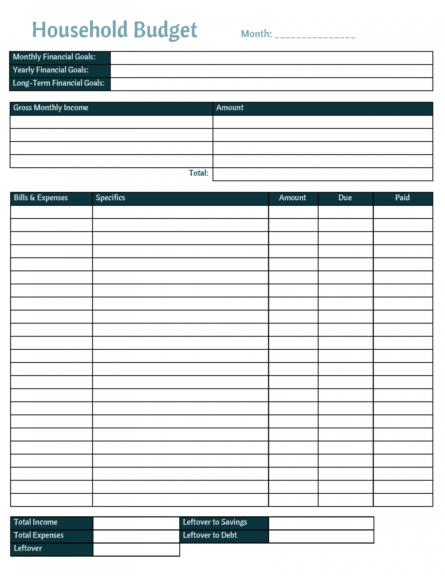 sample free printable household budget tracker and template blank spreadsheet household budget template